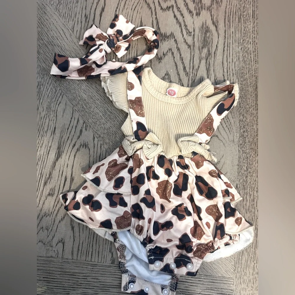Leopard Print Baby Romper with Headband